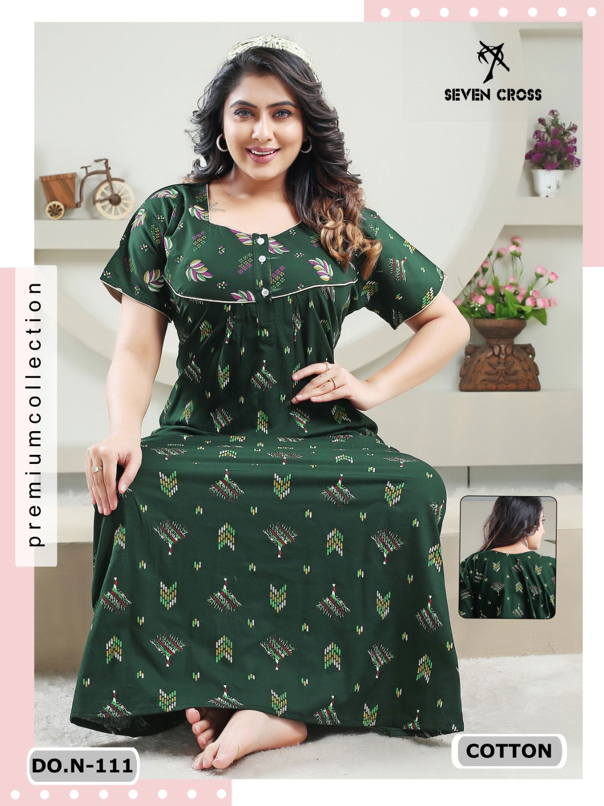 Cotton 101 Seven Cross Night Wear Printed Cotton Nighty Wholesale Market In Surat
